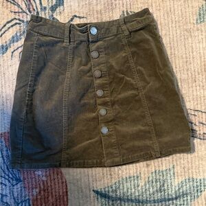 YMI Olive Corduroy A-Line Skirt